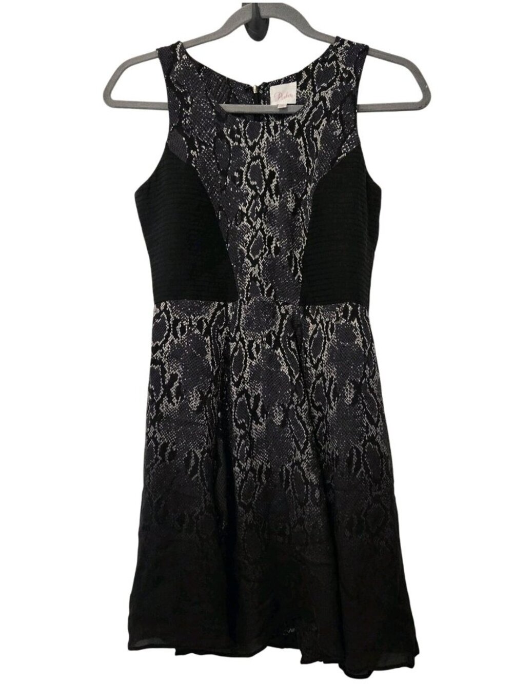 Parker Black Silk Snake Skin Print Party Dress Womens Size XS - Picture 2 of 4